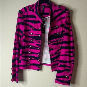 Bebe Fuchsia and Black Striped Blazer